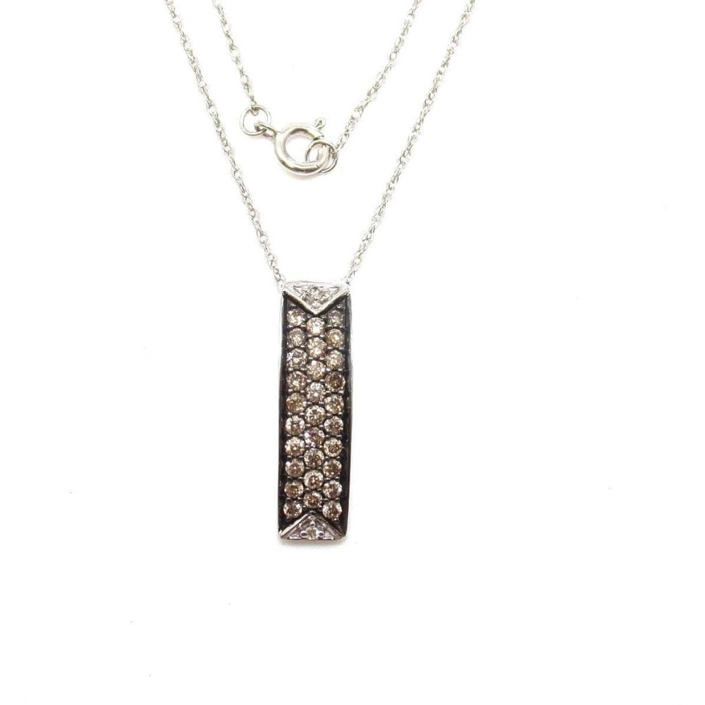 LeVian 14K White Gold Chocolatier Diamond Bar Pendant Necklace
